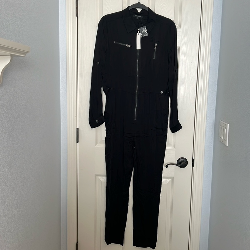 Olivaceous Black Utility Jumpsuit with Zip Front